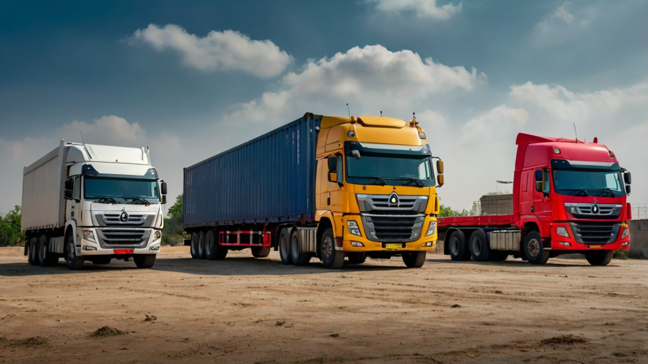 Large modern truck on highway